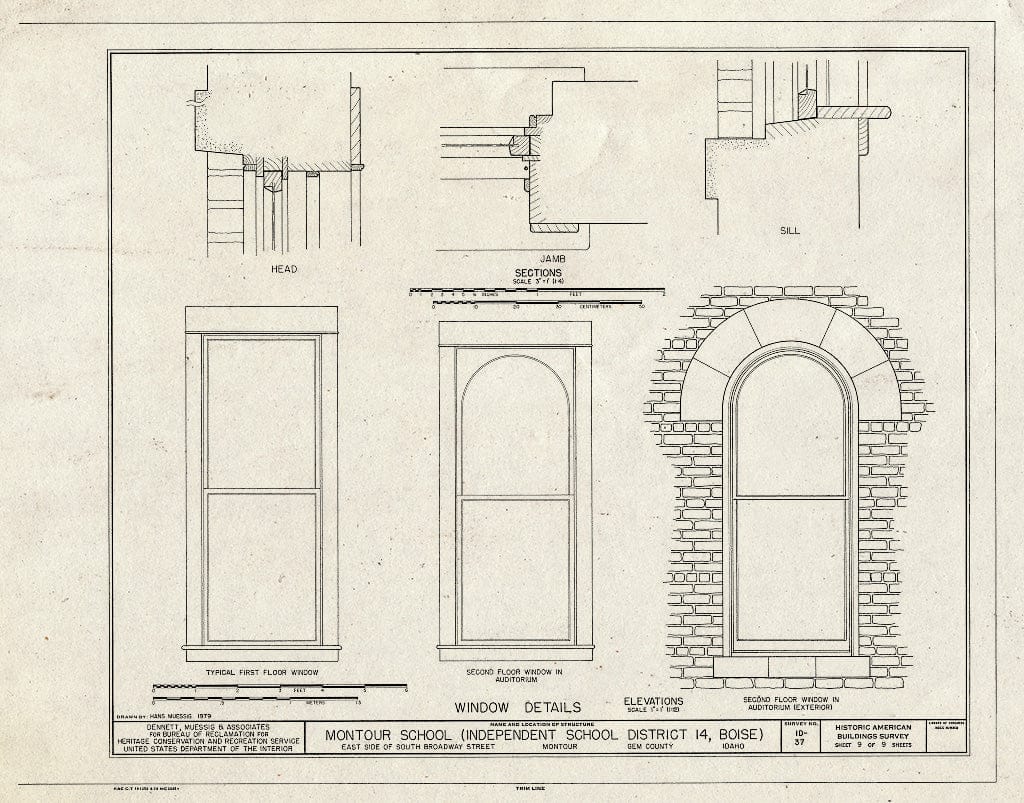 Blueprint HABS ID,23-Mont,7- (Sheet 9 of 9) - Montour School, East Side of South Broadway Street, Montour, Gem County, ID