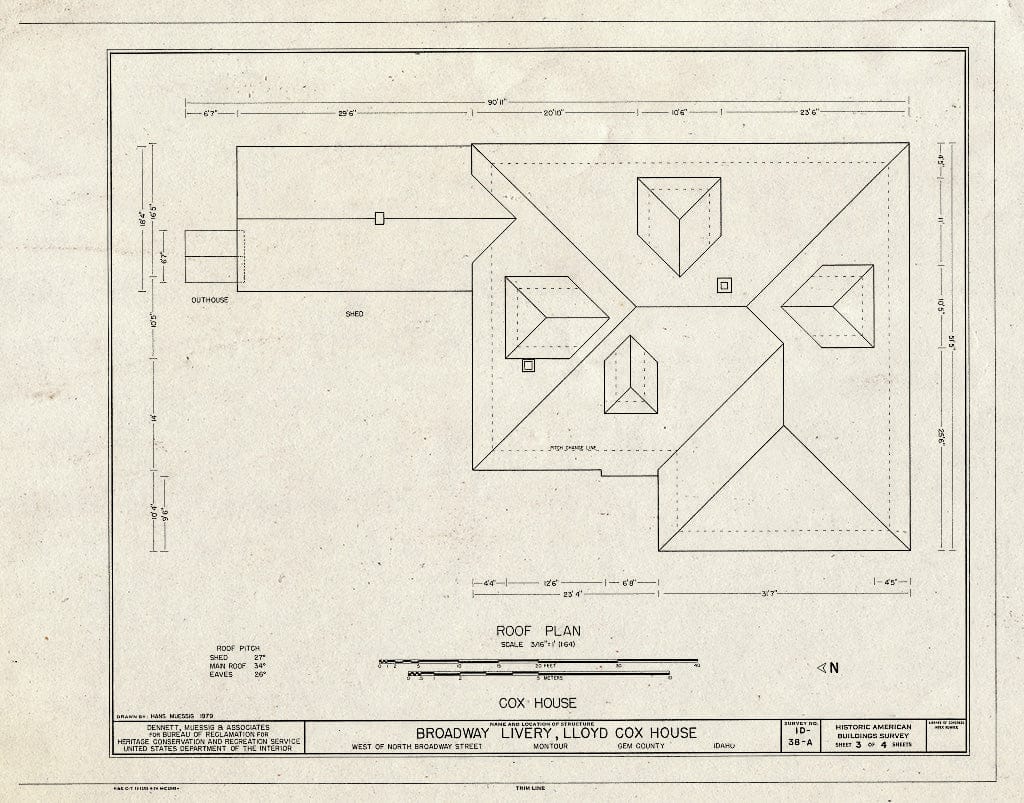 Blueprint HABS ID,23-Mont,3A- (Sheet 3 of 4) - Broadway Livery, House, West of North Broadway Street, Montour, Gem County, ID