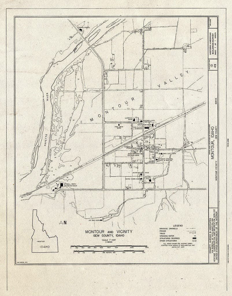 Blueprint HABS ID,23-Mont.V,3- (Sheet 1 of 1) - Montour, Idaho (site map), Montour, Gem County, ID