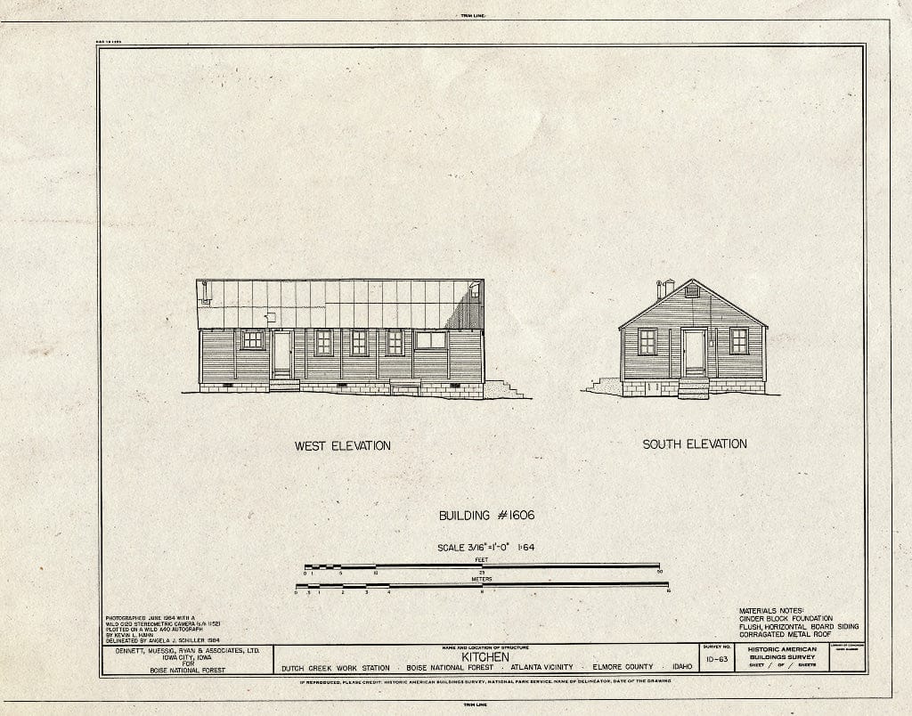 Blueprint HABS ID,20-ATLA.V,2B- (Sheet 1 of 1) - Dutch Creek Work Station, Kitchen, Atlanta, Elmore County, ID