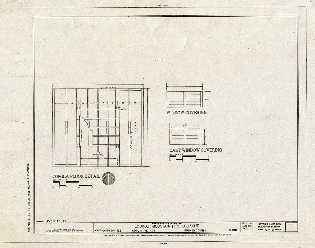 Blueprint HABS ID,9-Cool.V,1- (Sheet 3 of 10) - Lookout Mountain Fire Lookout, Cavanaugh Bay 132, Coolin, Bonner County, ID