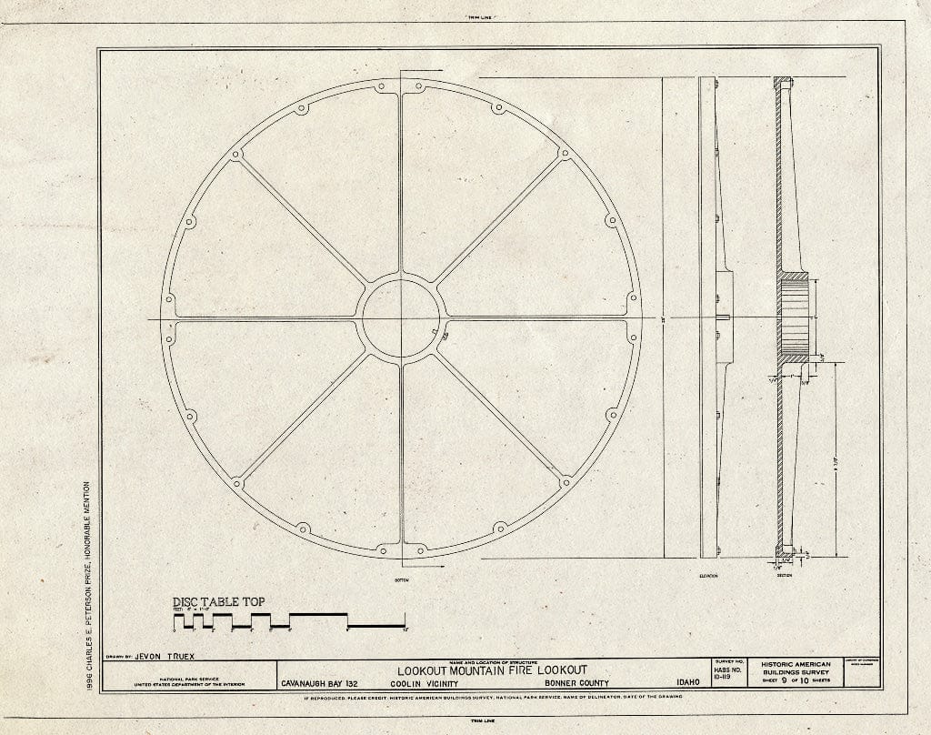 Blueprint HABS ID,9-Cool.V,1- (Sheet 9 of 10) - Lookout Mountain Fire Lookout, Cavanaugh Bay 132, Coolin, Bonner County, ID
