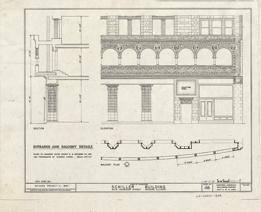 Blueprint HABS Ill,16-CHIG,60- (Sheet 9 of 11) - Schiller Building, 64 West Randolph Street, Chicago, Cook County, IL