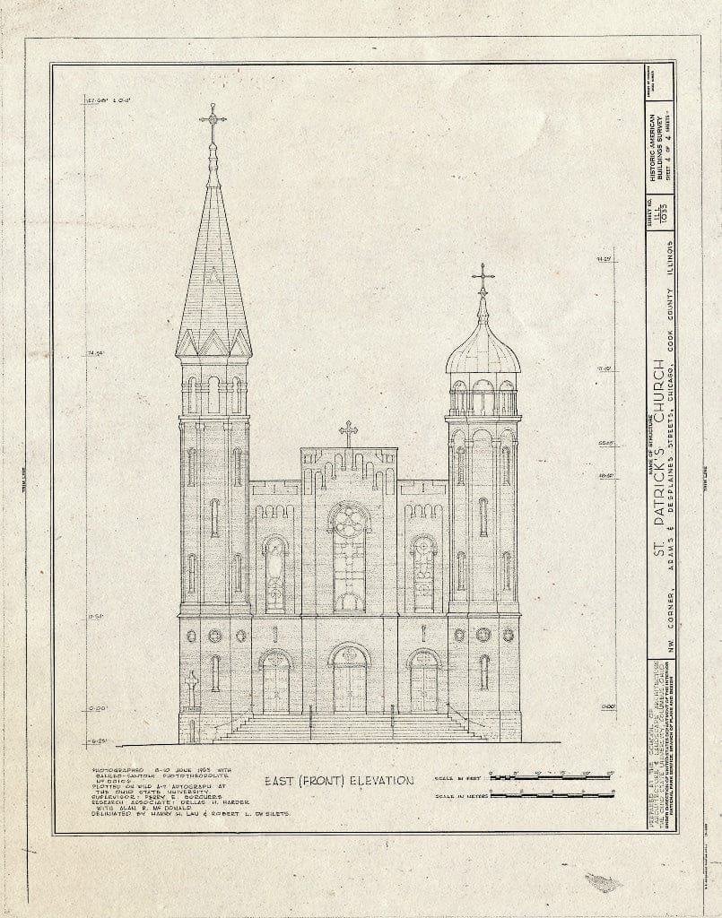 Blueprint HABS Ill,16-CHIG,35- (Sheet 4 of 4) - St. Patrick's Church, Adams & Desplaines Streets, Chicago, Cook County, IL