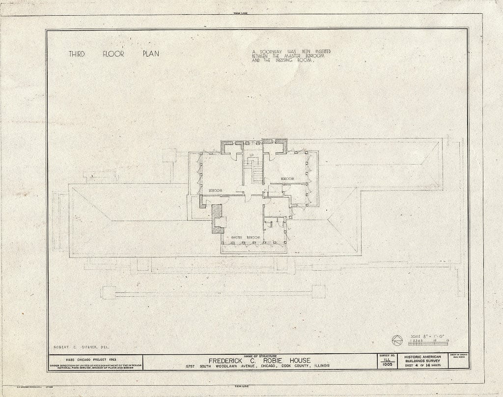 Blueprint HABS Ill,16-CHIG,33- (Sheet 4 of 14) - Frederick C. Robie House, 5757 Woodlawn Avenue, Chicago, Cook County, IL