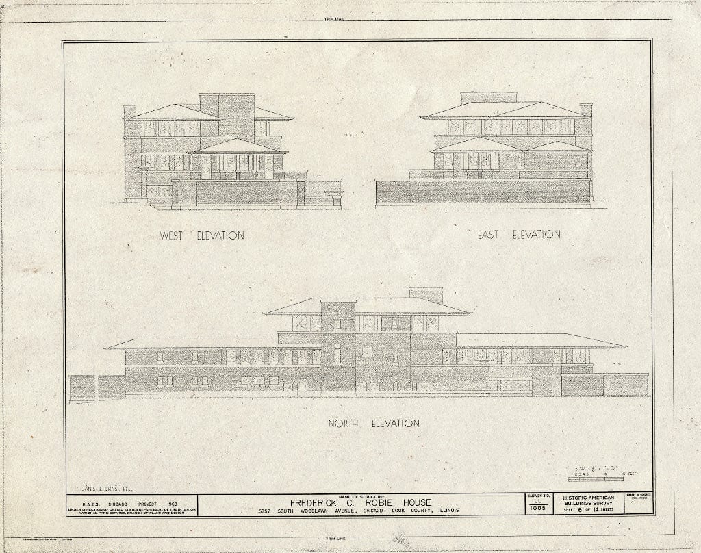 Blueprint HABS Ill,16-CHIG,33- (Sheet 6 of 14) - Frederick C. Robie House, 5757 Woodlawn Avenue, Chicago, Cook County, IL
