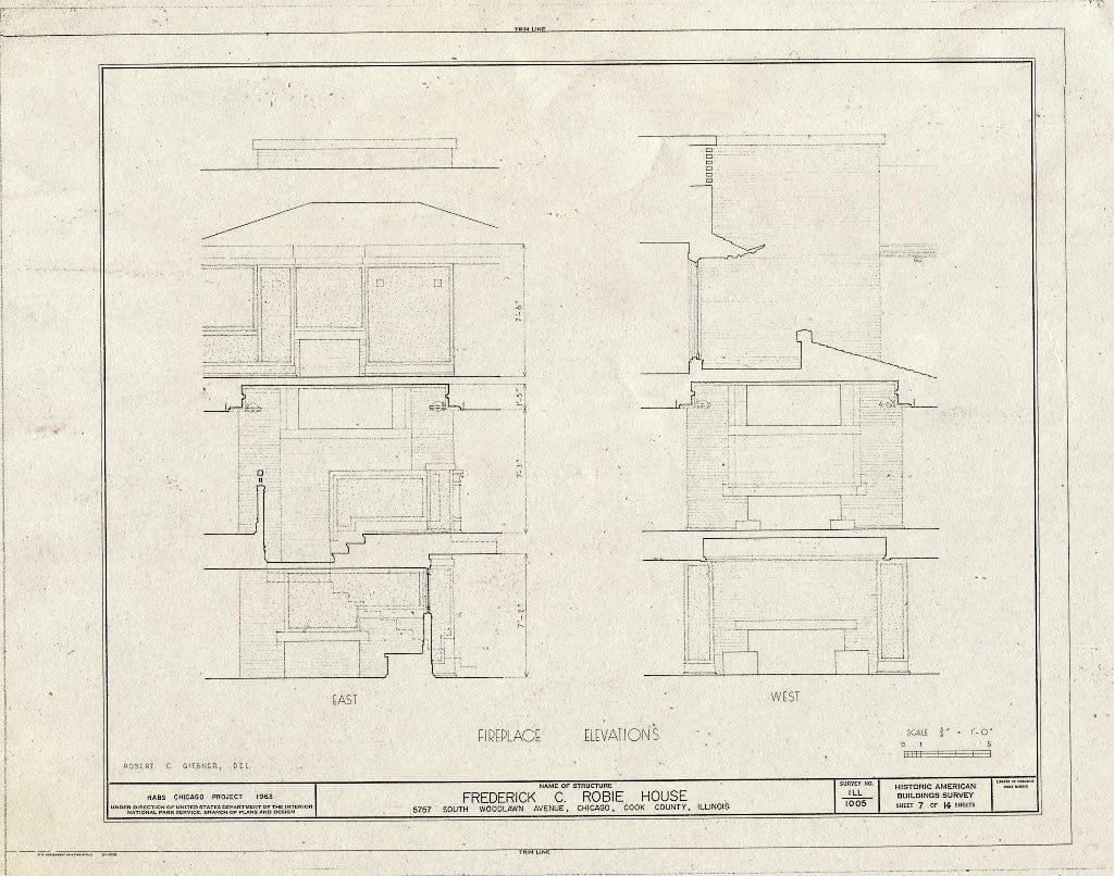 Blueprint HABS Ill,16-CHIG,33- (Sheet 7 of 14) - Frederick C. Robie House, 5757 Woodlawn Avenue, Chicago, Cook County, IL
