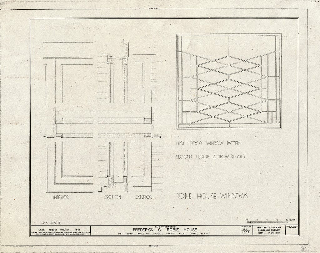 Blueprint HABS Ill,16-CHIG,33- (Sheet 8 of 14) - Frederick C. Robie House, 5757 Woodlawn Avenue, Chicago, Cook County, IL