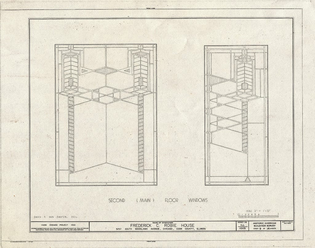 Blueprint HABS Ill,16-CHIG,33- (Sheet 9 of 14) - Frederick C. Robie House, 5757 Woodlawn Avenue, Chicago, Cook County, IL