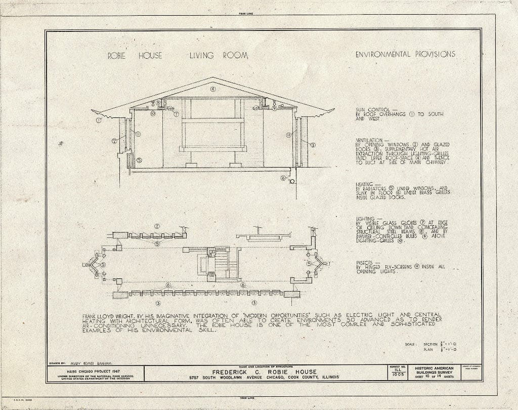 Blueprint HABS Ill,16-CHIG,33- (Sheet 10 of 14) - Frederick C. Robie House, 5757 Woodlawn Avenue, Chicago, Cook County, IL