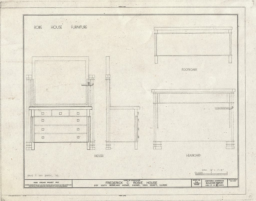 Blueprint HABS Ill,16-CHIG,33- (Sheet 11 of 14) - Frederick C. Robie House, 5757 Woodlawn Avenue, Chicago, Cook County, IL