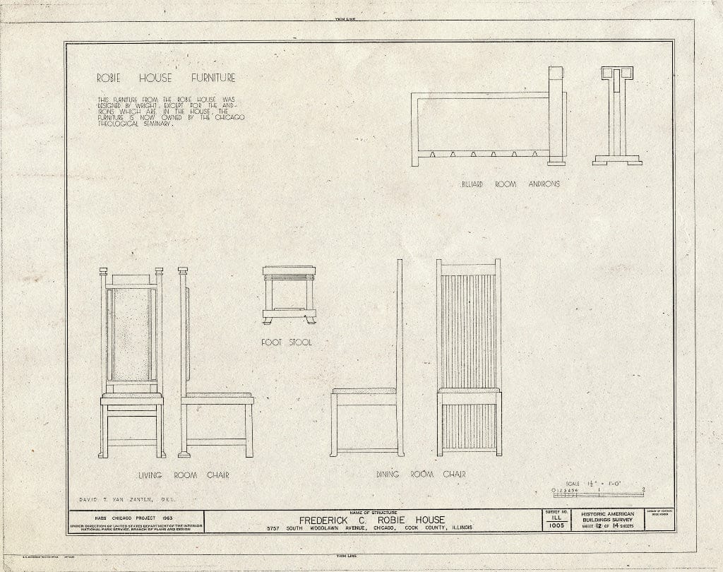 Blueprint HABS Ill,16-CHIG,33- (Sheet 12 of 14) - Frederick C. Robie House, 5757 Woodlawn Avenue, Chicago, Cook County, IL