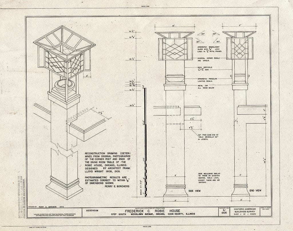 Blueprint HABS Ill,16-CHIG,33- (Sheet 1 of 1) - Frederick C. Robie House, 5757 Woodlawn Avenue, Chicago, Cook County, IL