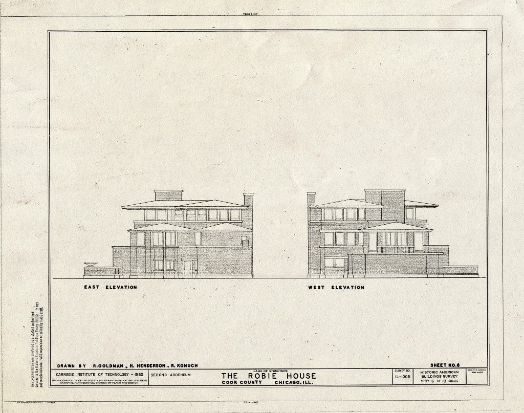 Blueprint HABS Ill,16-CHIG,33- (Sheet 6 of 10) - Frederick C. Robie House, 5757 Woodlawn Avenue, Chicago, Cook County, IL
