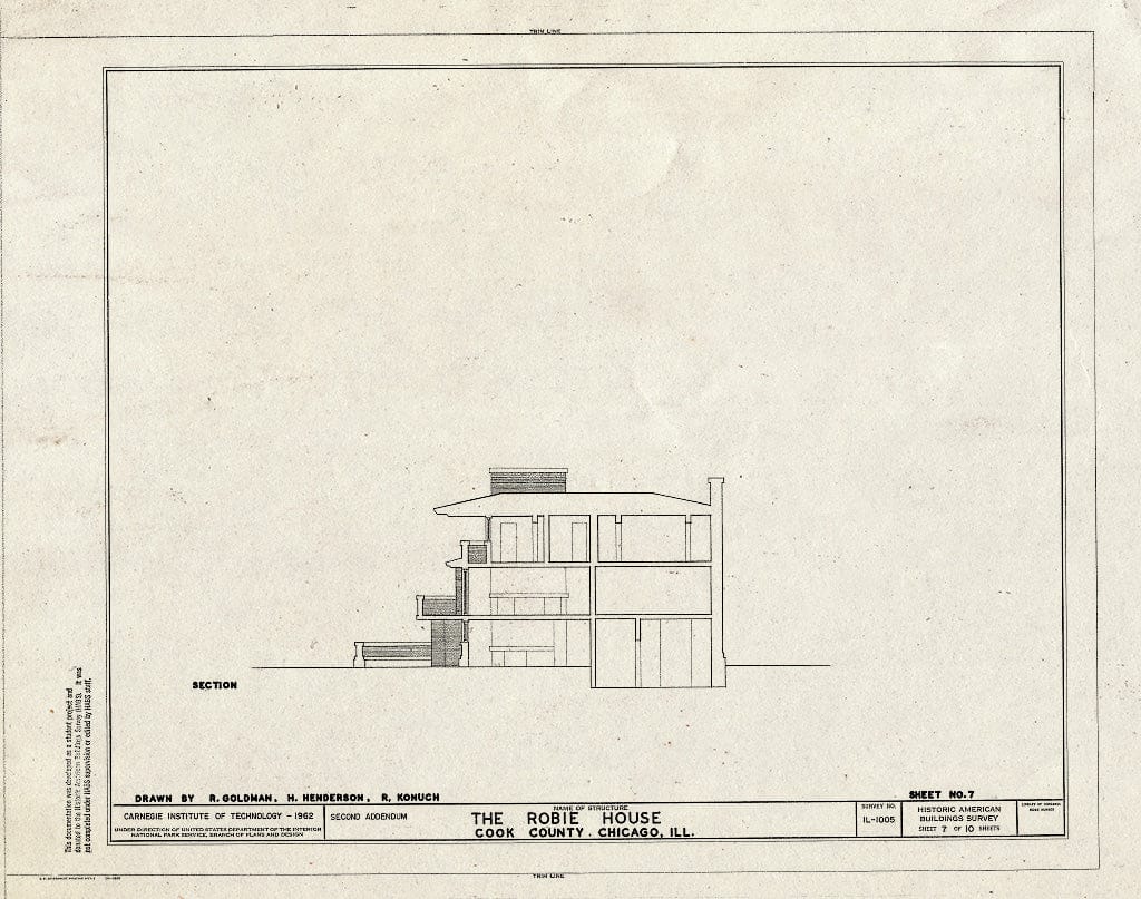 Blueprint HABS Ill,16-CHIG,33- (Sheet 7 of 10) - Frederick C. Robie House, 5757 Woodlawn Avenue, Chicago, Cook County, IL