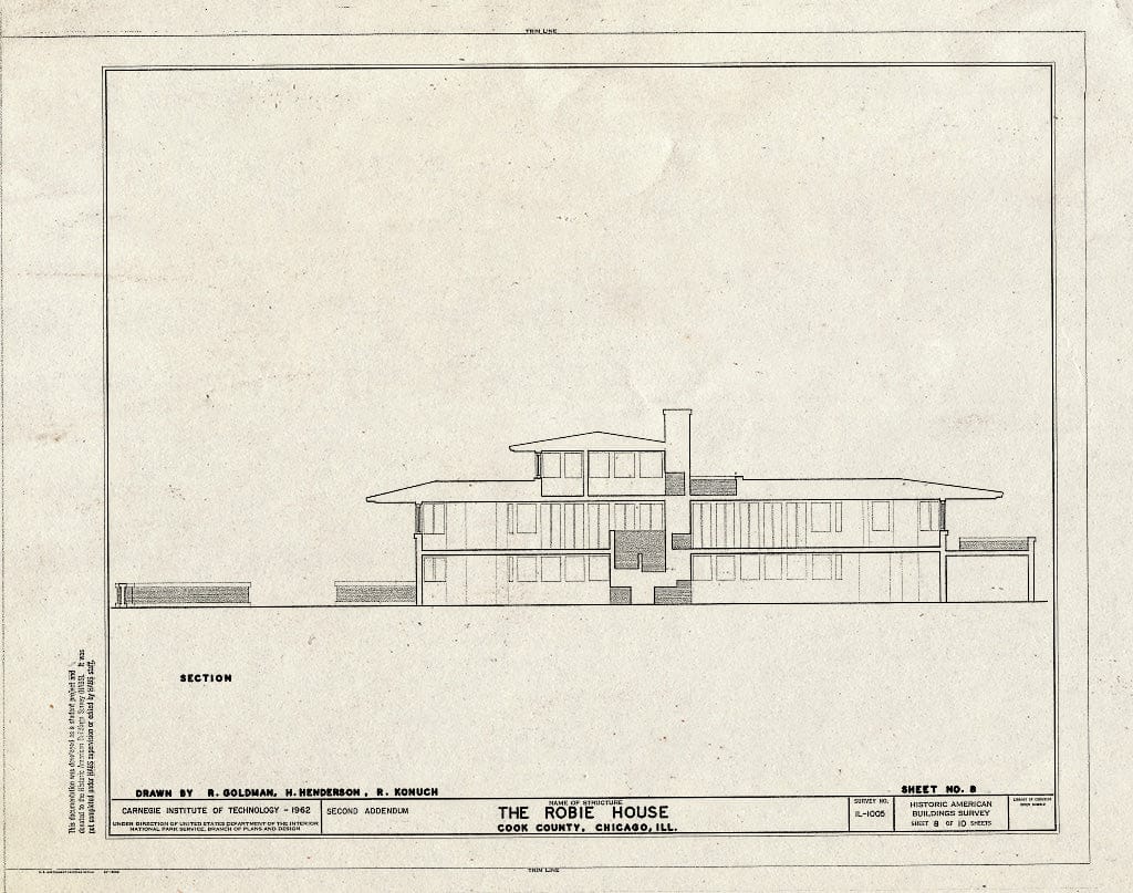 Blueprint HABS Ill,16-CHIG,33- (Sheet 8 of 10) - Frederick C. Robie House, 5757 Woodlawn Avenue, Chicago, Cook County, IL