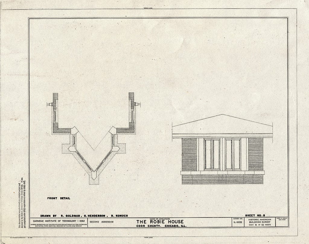 Blueprint HABS Ill,16-CHIG,33- (Sheet 9 of 10) - Frederick C. Robie House, 5757 Woodlawn Avenue, Chicago, Cook County, IL