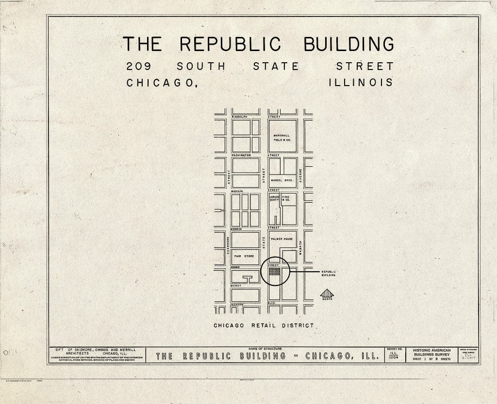 Blueprint HABS Ill,16-CHIG,9- (Sheet 1 of 8) - Republic Building, 209 South State Street, Chicago, Cook County, IL