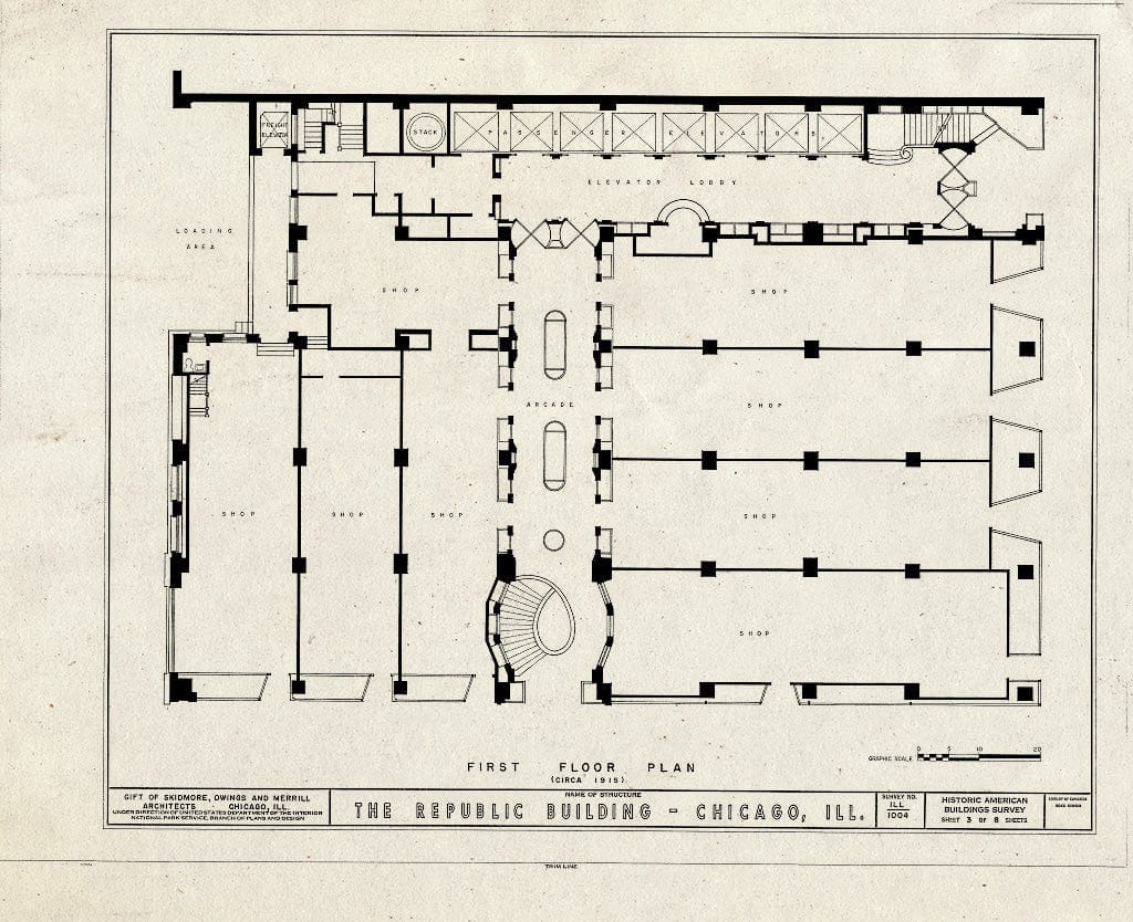 Blueprint HABS Ill,16-CHIG,9- (Sheet 3 of 8) - Republic Building, 209 South State Street, Chicago, Cook County, IL