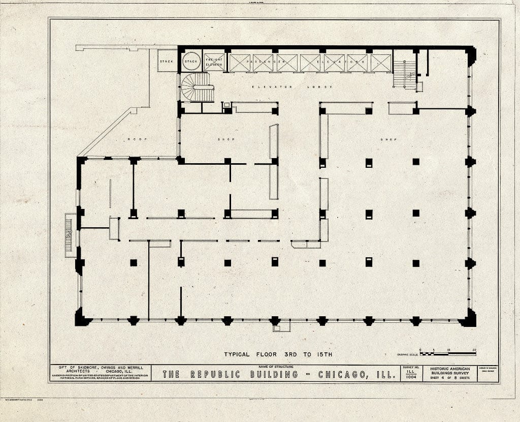 Blueprint HABS Ill,16-CHIG,9- (Sheet 4 of 8) - Republic Building, 209 South State Street, Chicago, Cook County, IL