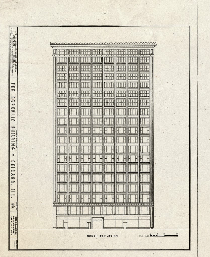 Blueprint HABS Ill,16-CHIG,9- (Sheet 6 of 8) - Republic Building, 209 South State Street, Chicago, Cook County, IL