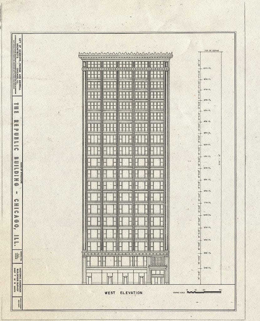 Blueprint HABS Ill,16-CHIG,9- (Sheet 7 of 8) - Republic Building, 209 South State Street, Chicago, Cook County, IL