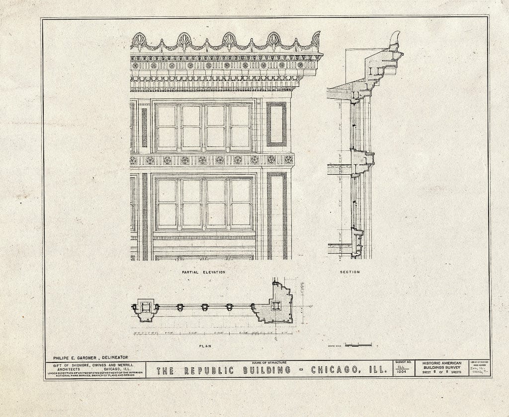 Blueprint HABS Ill,16-CHIG,9- (Sheet 8 of 8) - Republic Building, 209 South State Street, Chicago, Cook County, IL