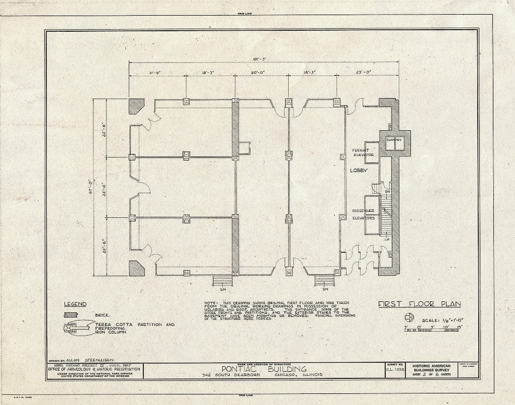 Blueprint HABS Ill,16-CHIG,86- (Sheet 2 of 6) - Pontiac Building, 542 South Dearborn Street, Chicago, Cook County, IL