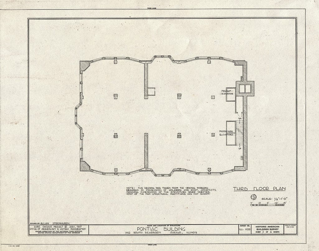 Blueprint HABS Ill,16-CHIG,86- (Sheet 3 of 6) - Pontiac Building, 542 South Dearborn Street, Chicago, Cook County, IL