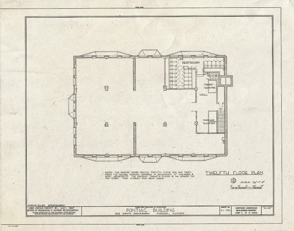 Blueprint HABS Ill,16-CHIG,86- (Sheet 4 of 6) - Pontiac Building, 542 South Dearborn Street, Chicago, Cook County, IL