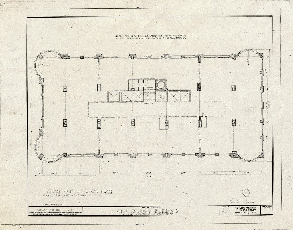 Blueprint HABS Ill,16-CHIG,55- (Sheet 2 of 3) - Old Colony Building, 407 South Dearborn Street, Chicago, Cook County, IL