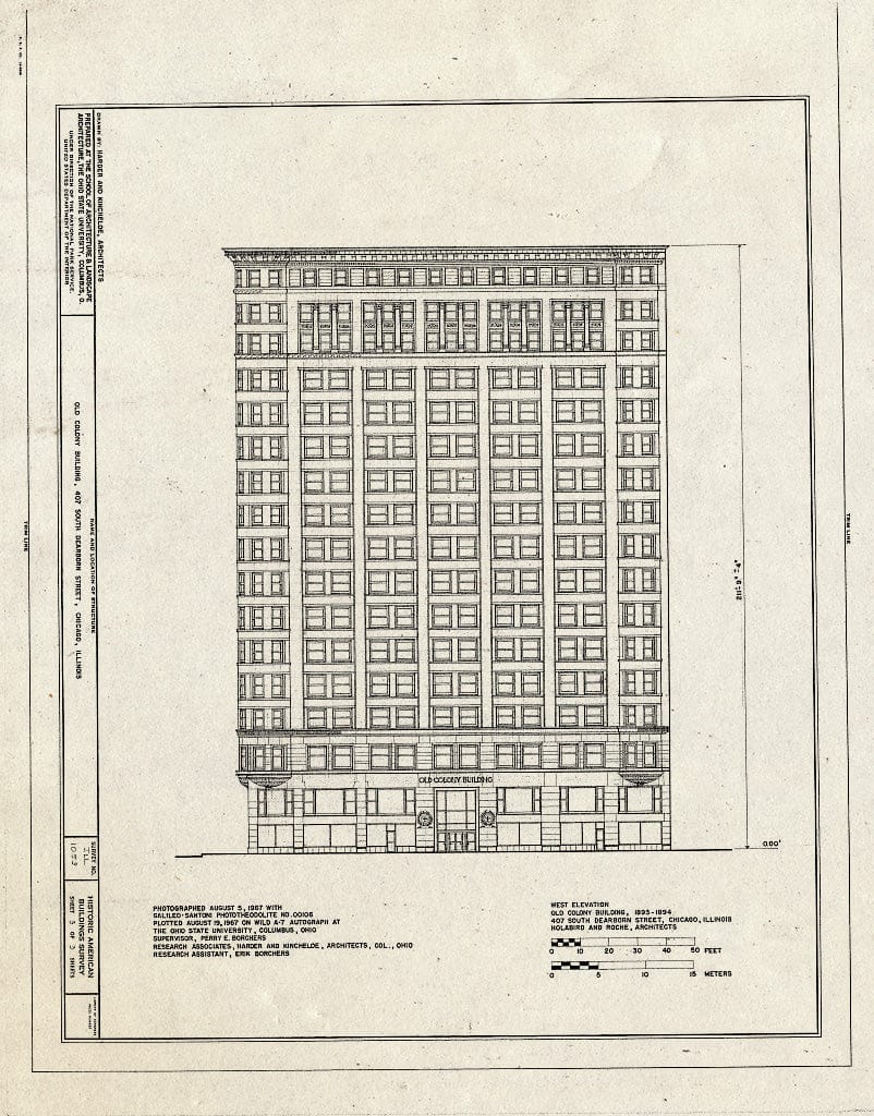Blueprint HABS Ill,16-CHIG,55- (Sheet 3 of 3) - Old Colony Building, 407 South Dearborn Street, Chicago, Cook County, IL
