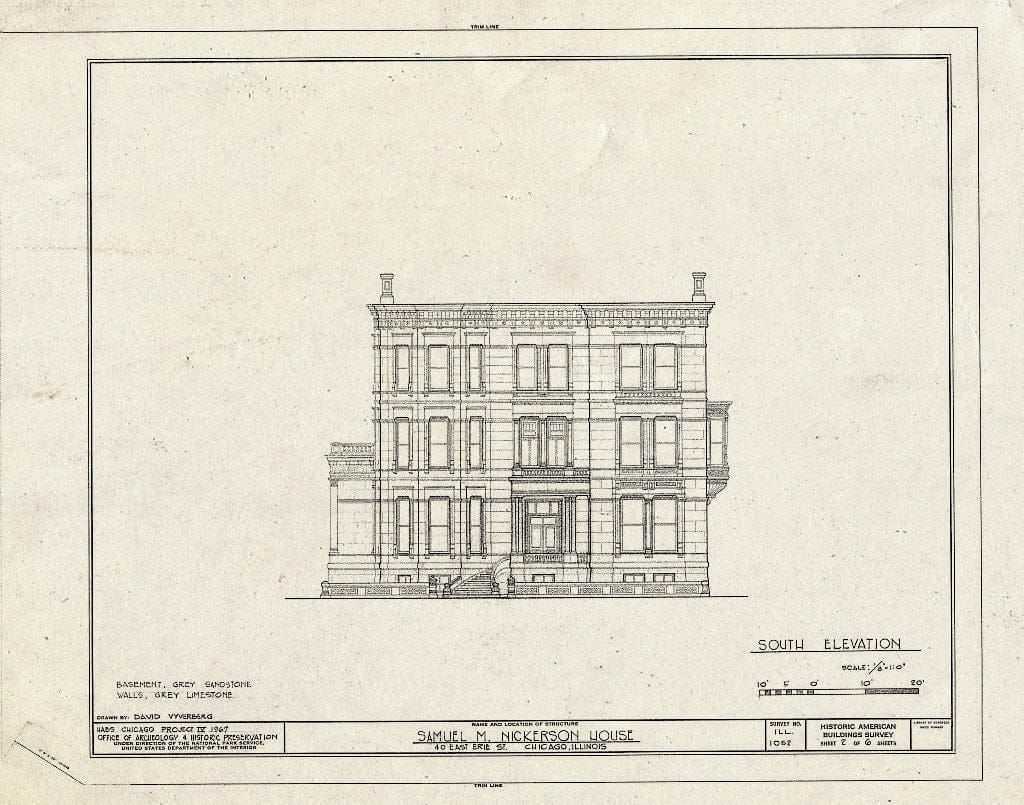 Blueprint HABS Ill,16-CHIG,54- (Sheet 2 of 6) - Samuel M. Nickerson House, 40 East Erie Street, Chicago, Cook County, IL