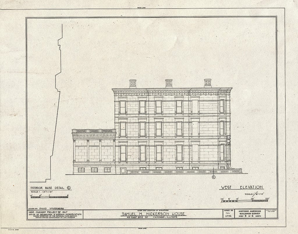 Blueprint HABS Ill,16-CHIG,54- (Sheet 3 of 6) - Samuel M. Nickerson House, 40 East Erie Street, Chicago, Cook County, IL