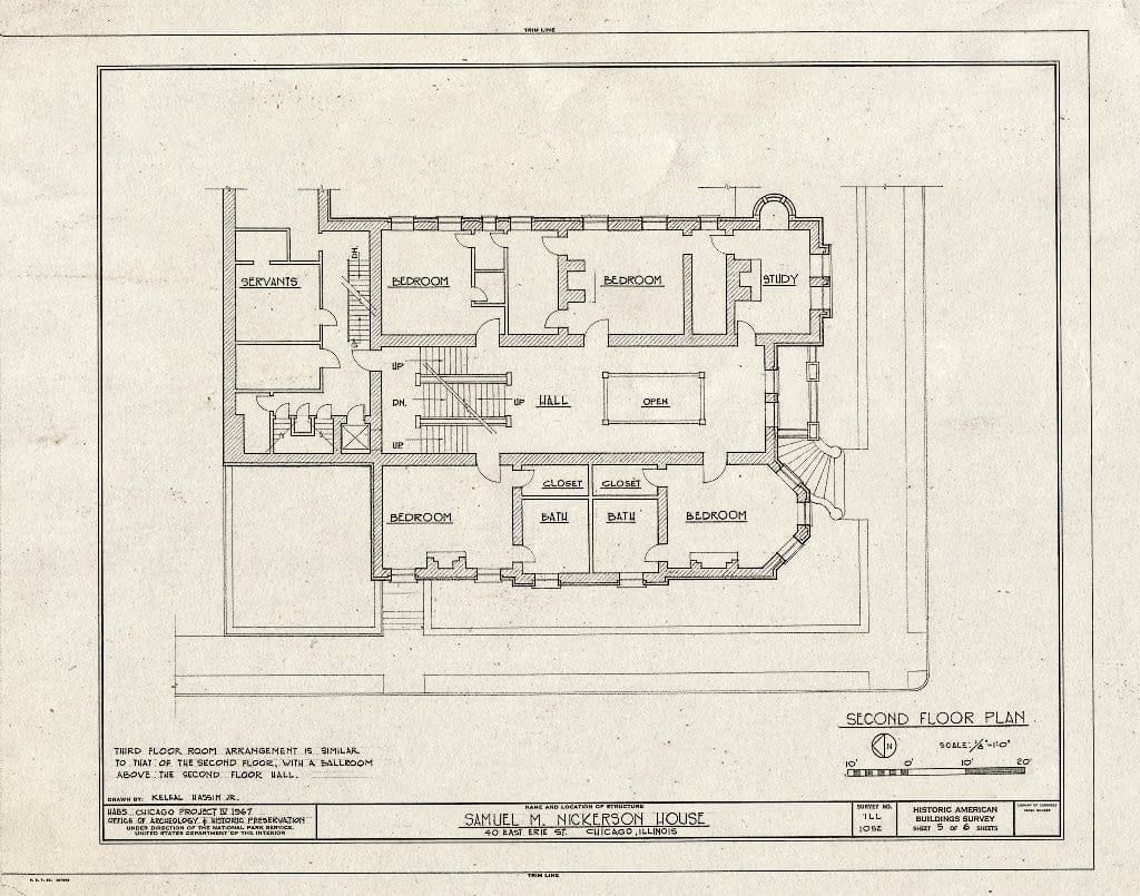 Blueprint HABS Ill,16-CHIG,54- (Sheet 5 of 6) - Samuel M. Nickerson House, 40 East Erie Street, Chicago, Cook County, IL