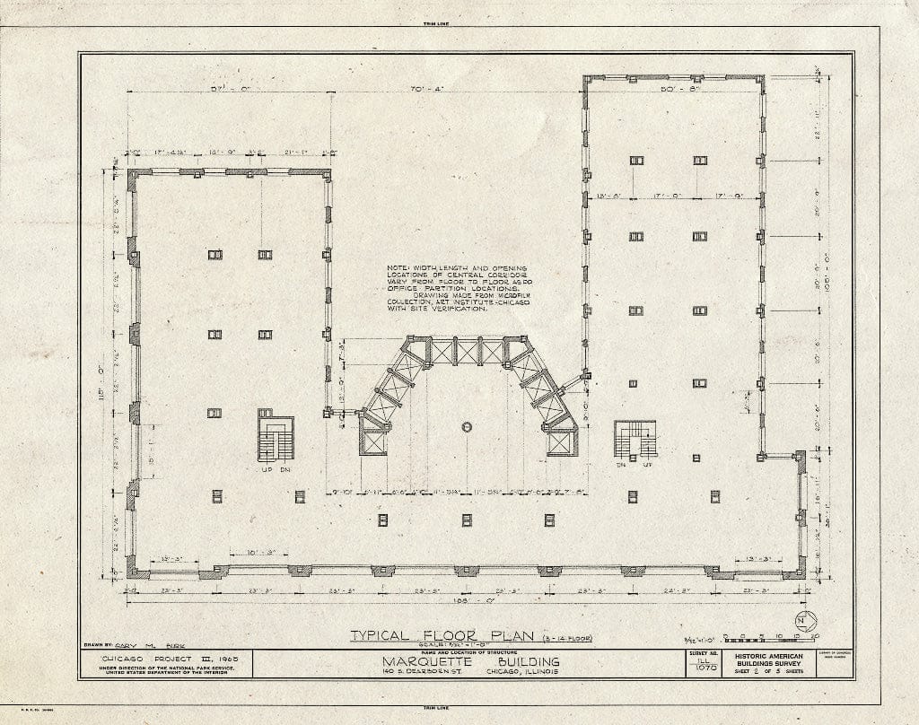 Blueprint HABS Ill,16-CHIG,70- (Sheet 2 of 3) - Marquette Building, 140 South Dearborn Street, Chicago, Cook County, IL