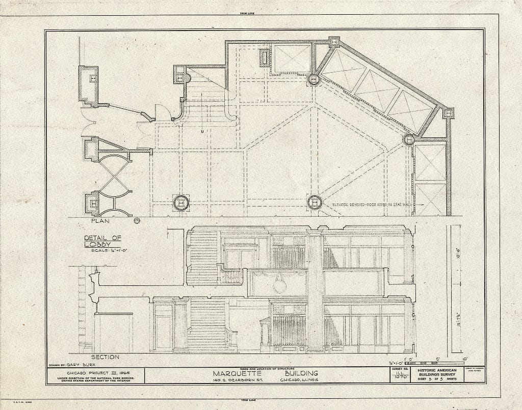 Blueprint HABS Ill,16-CHIG,70- (Sheet 3 of 3) - Marquette Building, 140 South Dearborn Street, Chicago, Cook County, IL