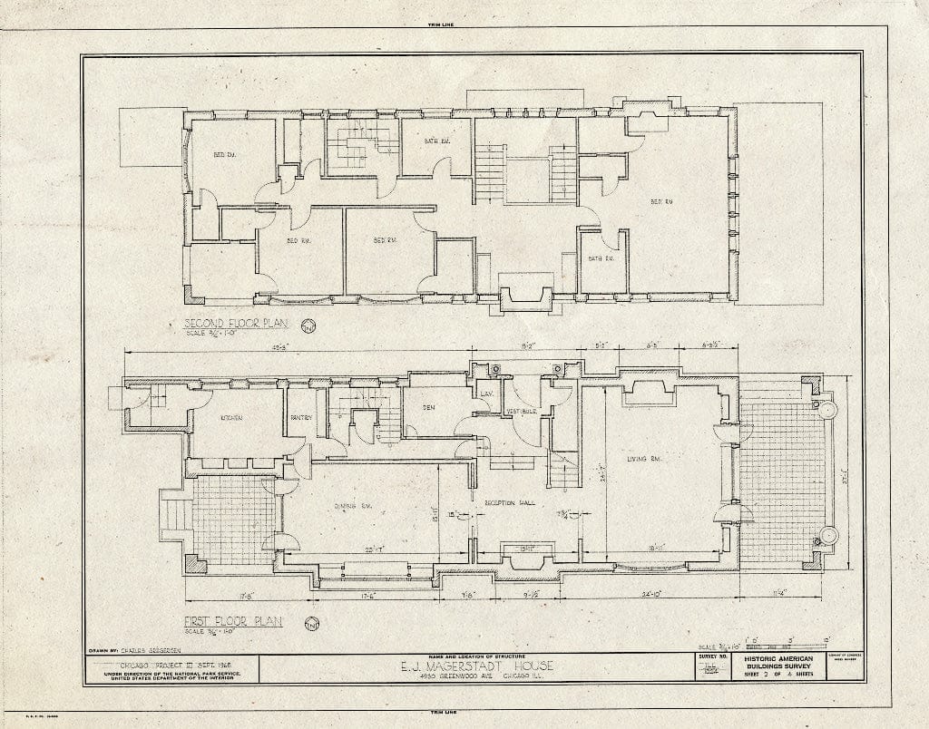 Blueprint HABS Ill,16-CHIG,26- (Sheet 2 of 4) - Ernest J. Magerstadt House, 4930 South Greenwood Avenue, Chicago, Cook County, IL