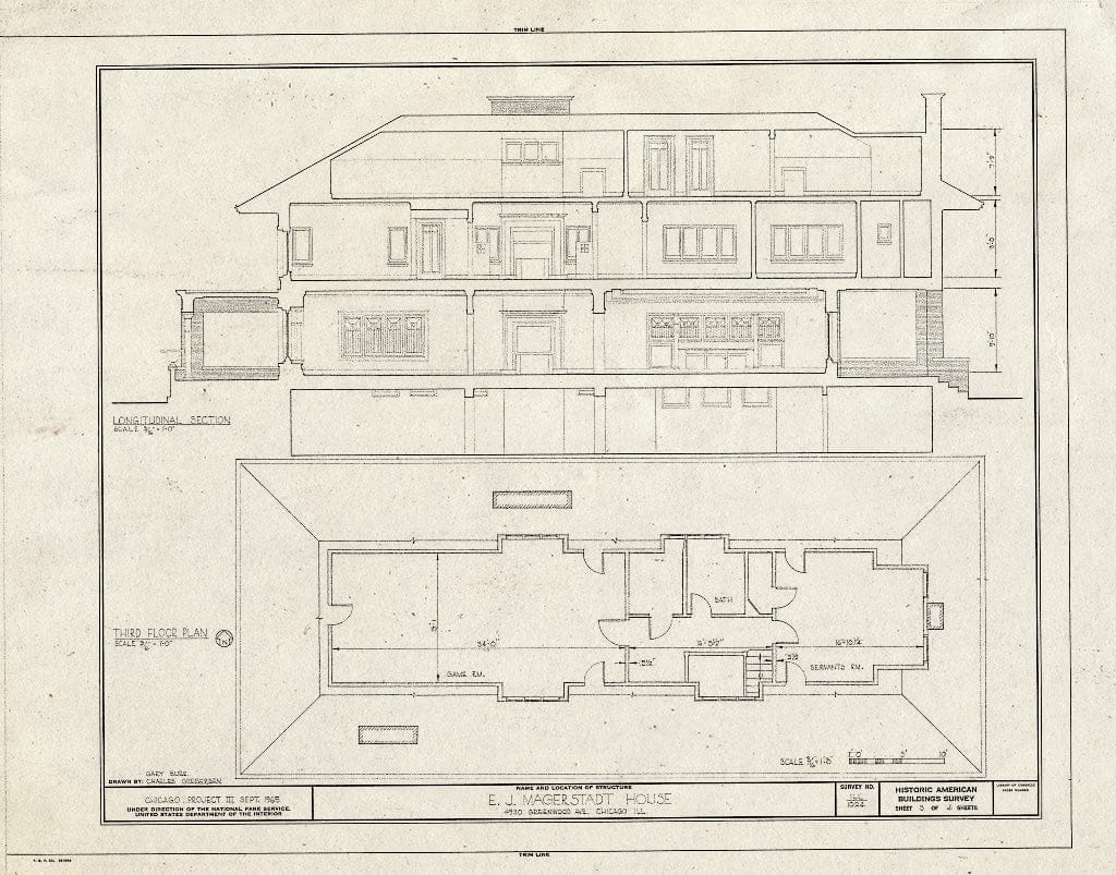 Blueprint HABS Ill,16-CHIG,26- (Sheet 3 of 4) - Ernest J. Magerstadt House, 4930 South Greenwood Avenue, Chicago, Cook County, IL