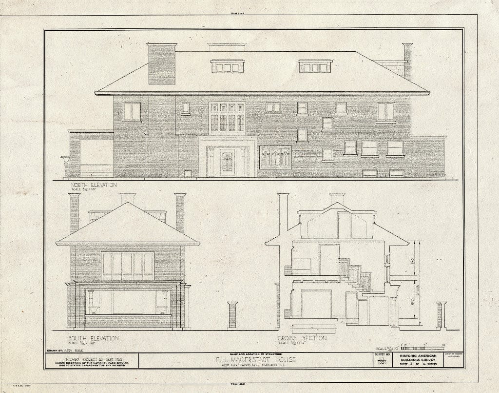 Blueprint HABS Ill,16-CHIG,26- (Sheet 4 of 4) - Ernest J. Magerstadt House, 4930 South Greenwood Avenue, Chicago, Cook County, IL