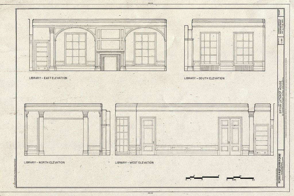 Blueprint Library - Elevations - Bryan Lathrop House, 120 East Bellevue Place, Chicago, Cook County, IL