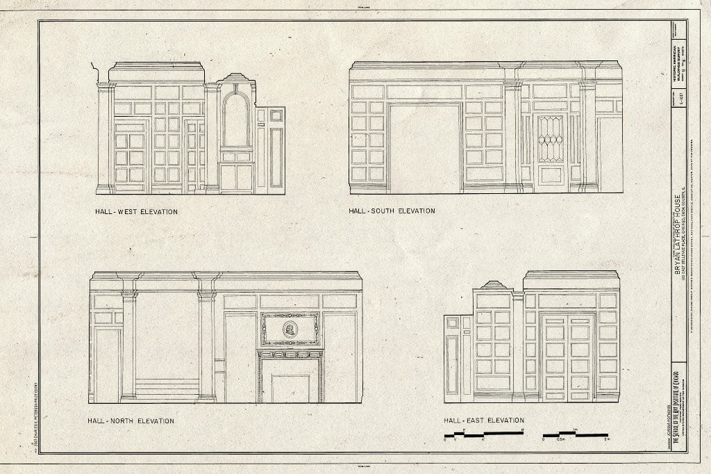 Blueprint Hall - Elevations - Bryan Lathrop House, 120 East Bellevue Place, Chicago, Cook County, IL