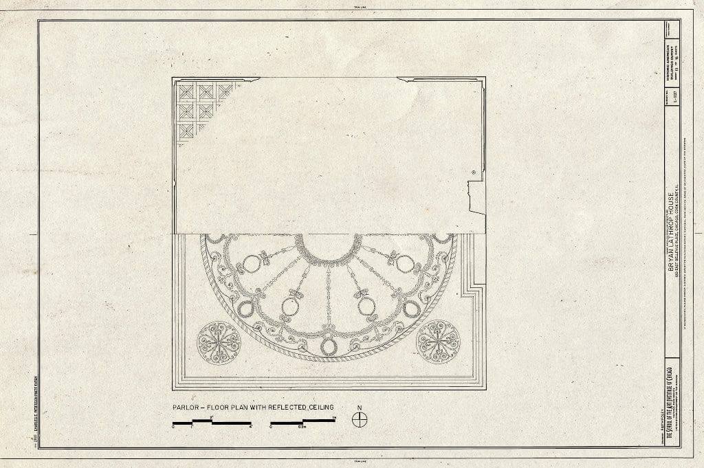 Blueprint Parlor - Floor Plan with Reflected Ceiling - Bryan Lathrop House, 120 East Bellevue Place, Chicago, Cook County, IL