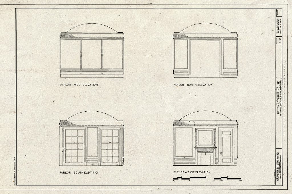 Blueprint Parlor - Elevations - Bryan Lathrop House, 120 East Bellevue Place, Chicago, Cook County, IL