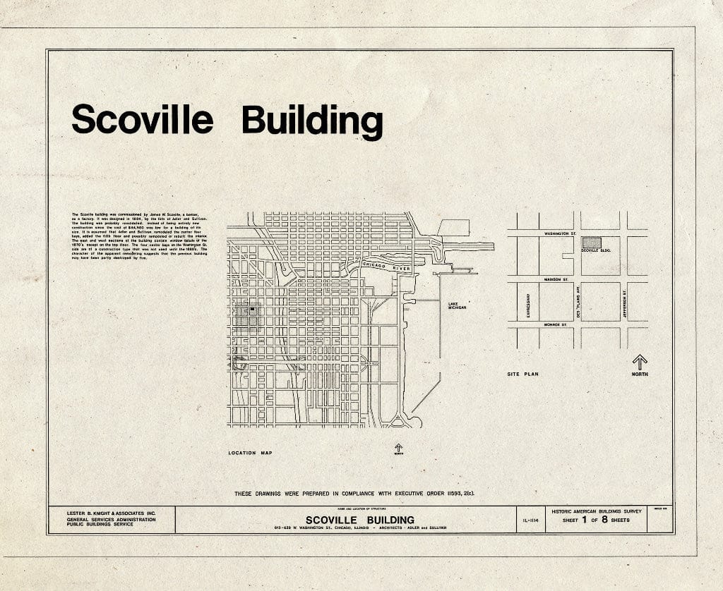 Blueprint HABS Ill,16-CHIG,91- (Sheet 1 of 8) - Scoville Building, 619-631 West Washington Street, Chicago, Cook County, IL