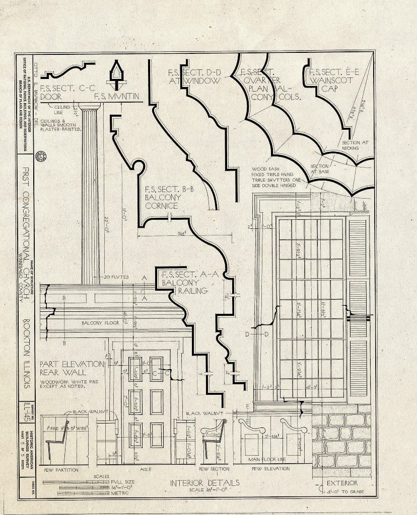 Blueprint HABS Ill,101-ROCT,1- (Sheet 5 of 5) - First Congregational Church, Union Street, Rockton, Winnebago County, IL