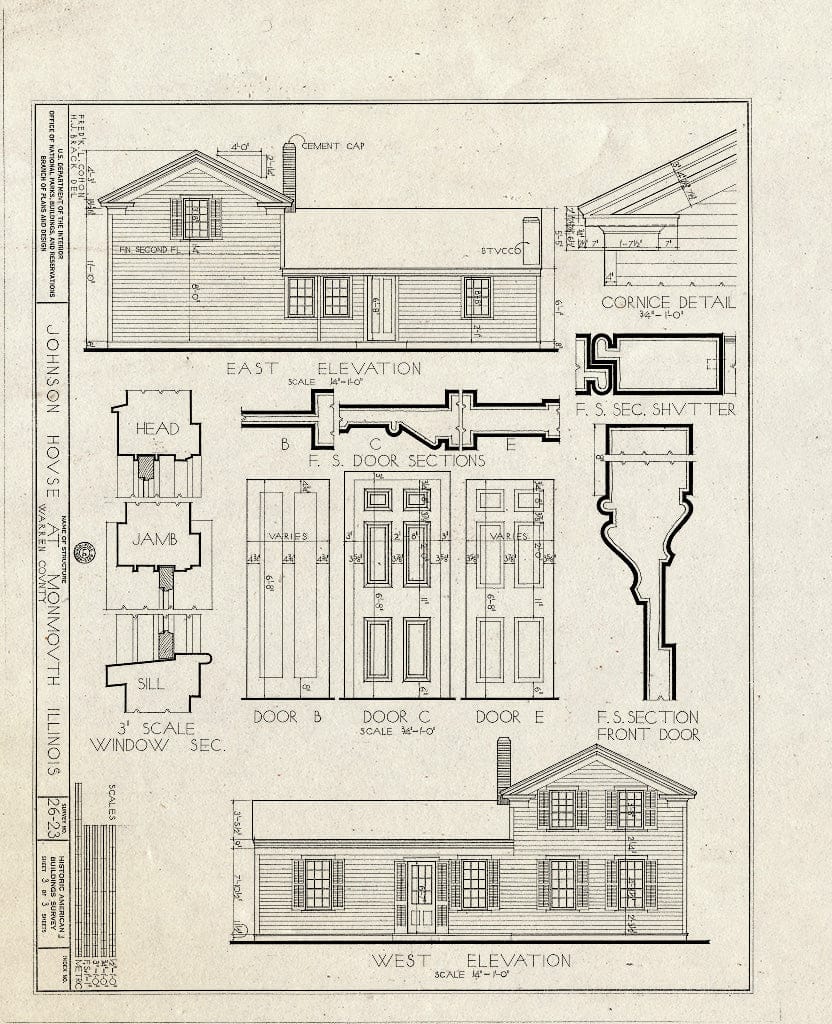 Blueprint HABS Ill,94-MONMO,1- (Sheet 3 of 3) - Johnson House, 300 East Archer Avenue, Monmouth, Warren County, IL