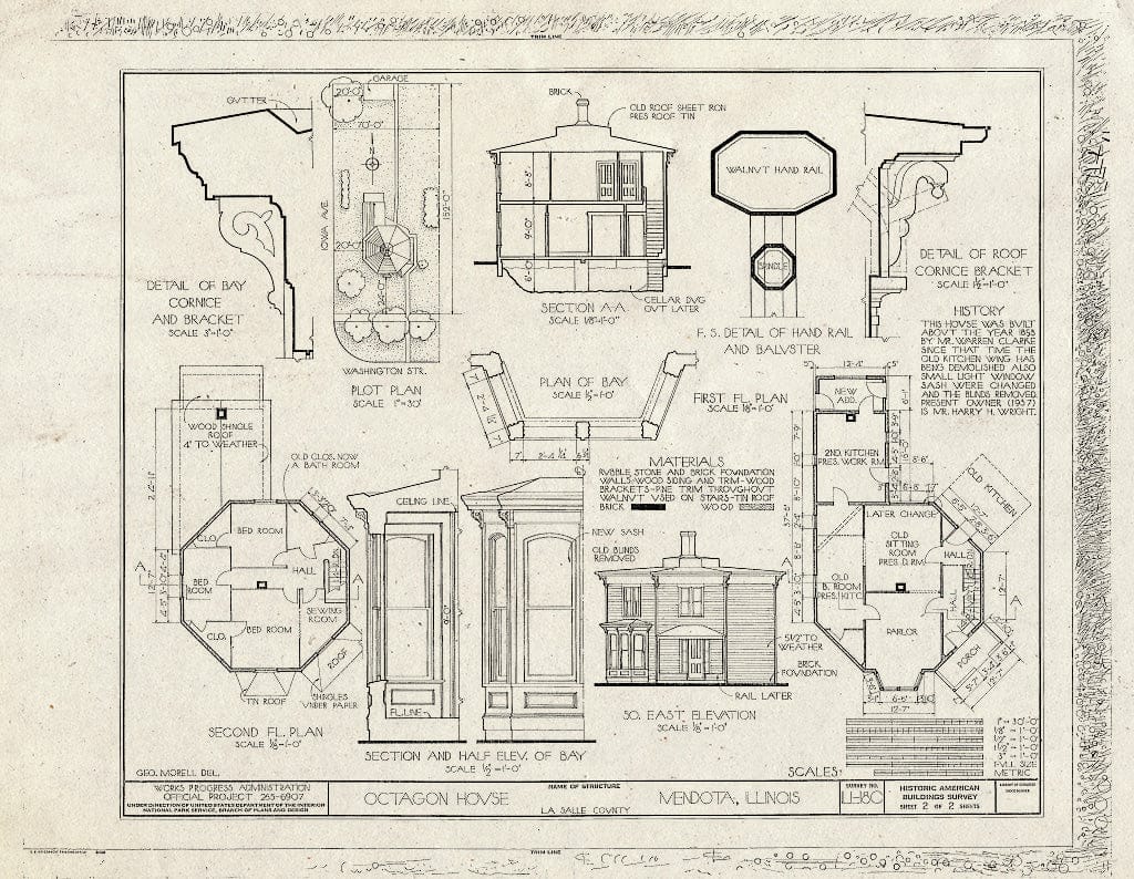 Blueprint HABS Ill,50-MEND,1- (Sheet 2 of 2) - Octagon House, Mendota, La Salle County, IL