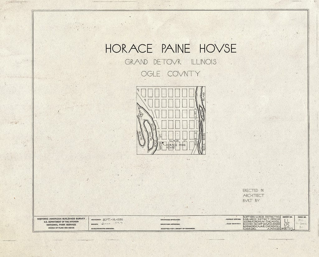 Blueprint HABS Ill,71-Grad,3- (Sheet 0 of 2) - Horace Paine House, Walker & Illinois Streets, Grand Detour, Ogle County, IL