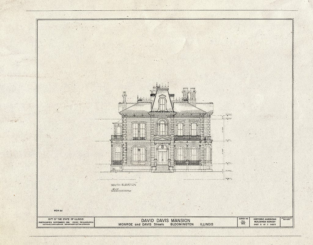 Blueprint HABS Ill,57-Bloom,2- (Sheet 5 of 7) - David Davis Mansion, Monroe & Davis Streets, Bloomington, McLean County, IL